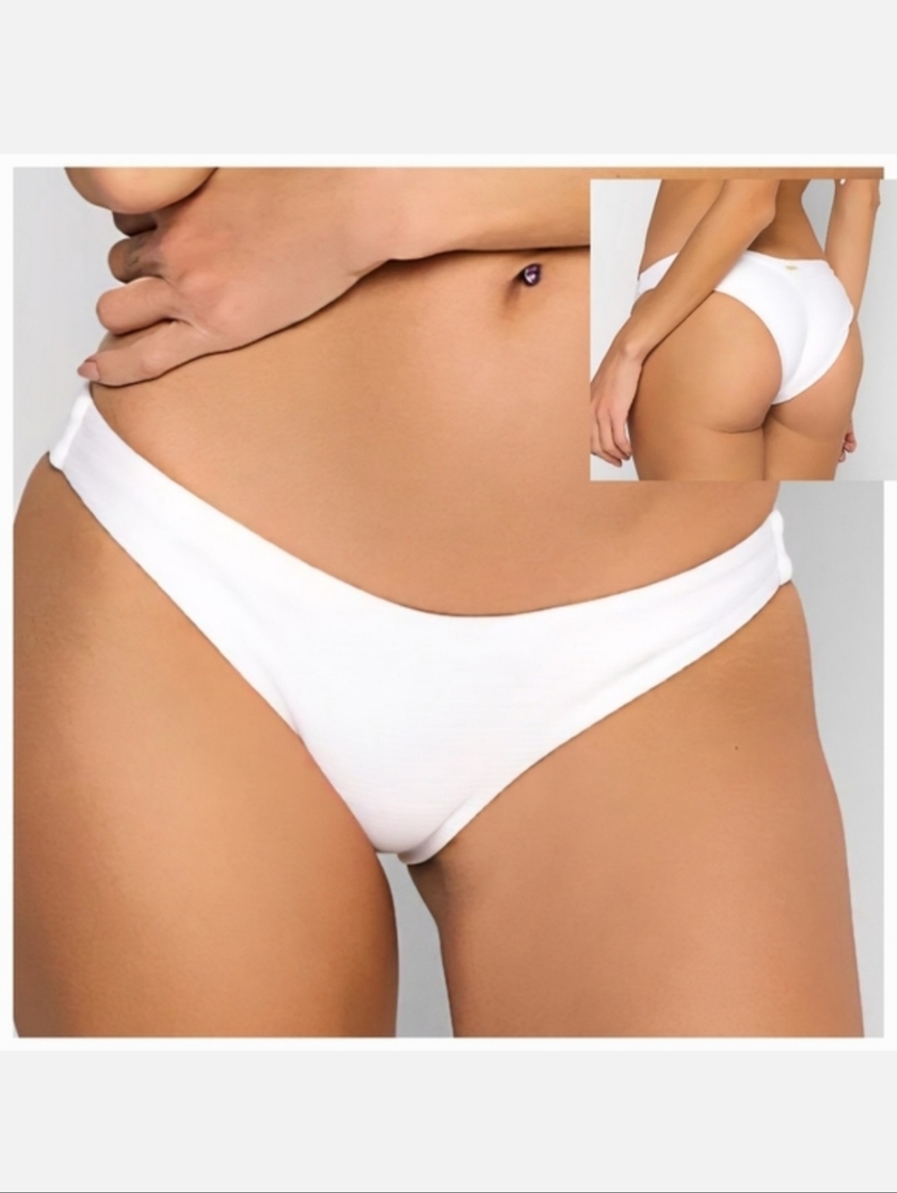NWOT Beach Bunny Angela Skimpy Ribbed Scrunch Back Bikini Bottoms White Size XL